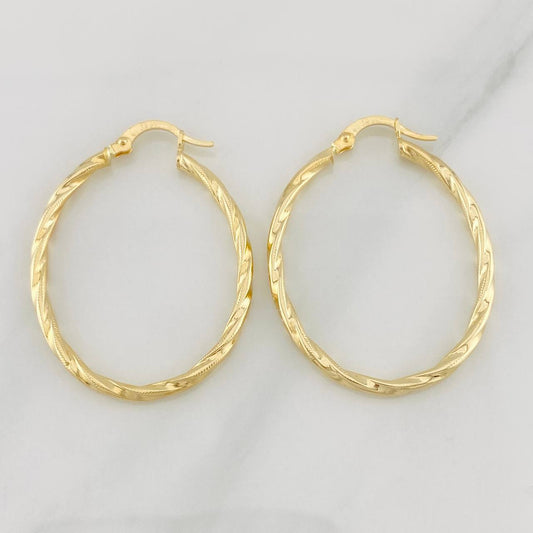 Hoop Earrings Mary Oval 1.9g / 1 1/2 in 18K Yellow Gold