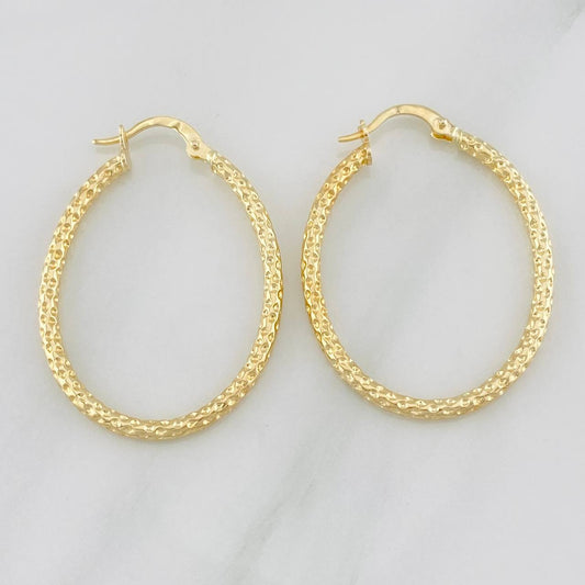Hoop Earrings Tefi Oval 2.15g / 1 1/2 in 18K Yellow Gold
