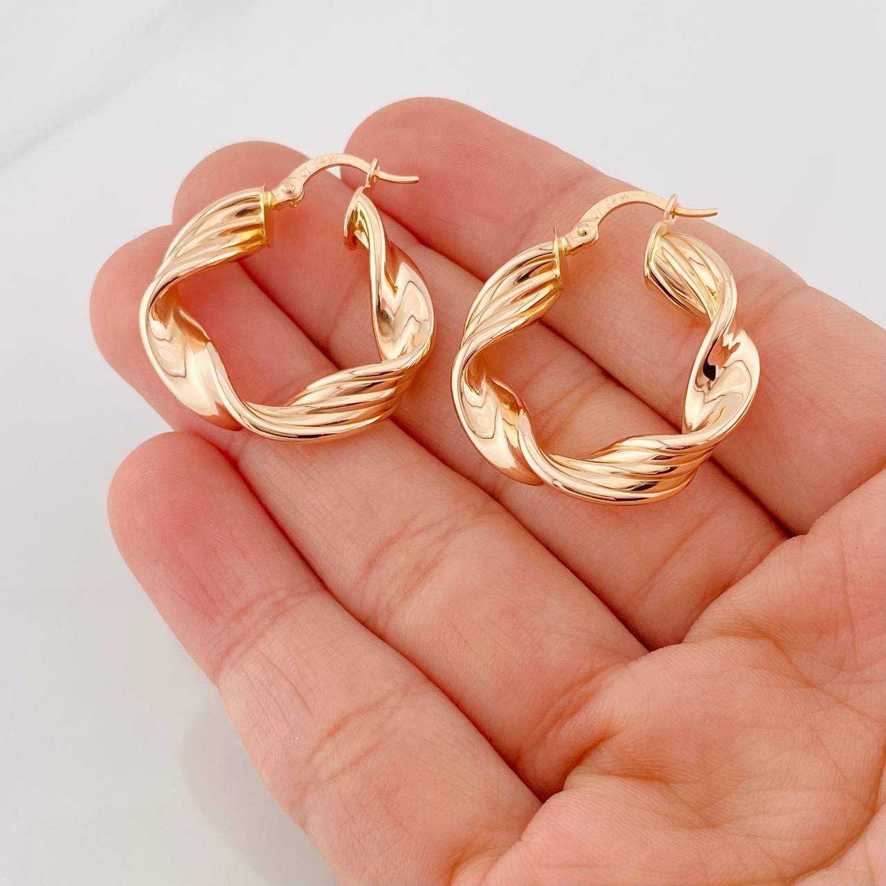 Hoop Earrings Azir 4.6g / 1 1/4 in 18K Rose Gold