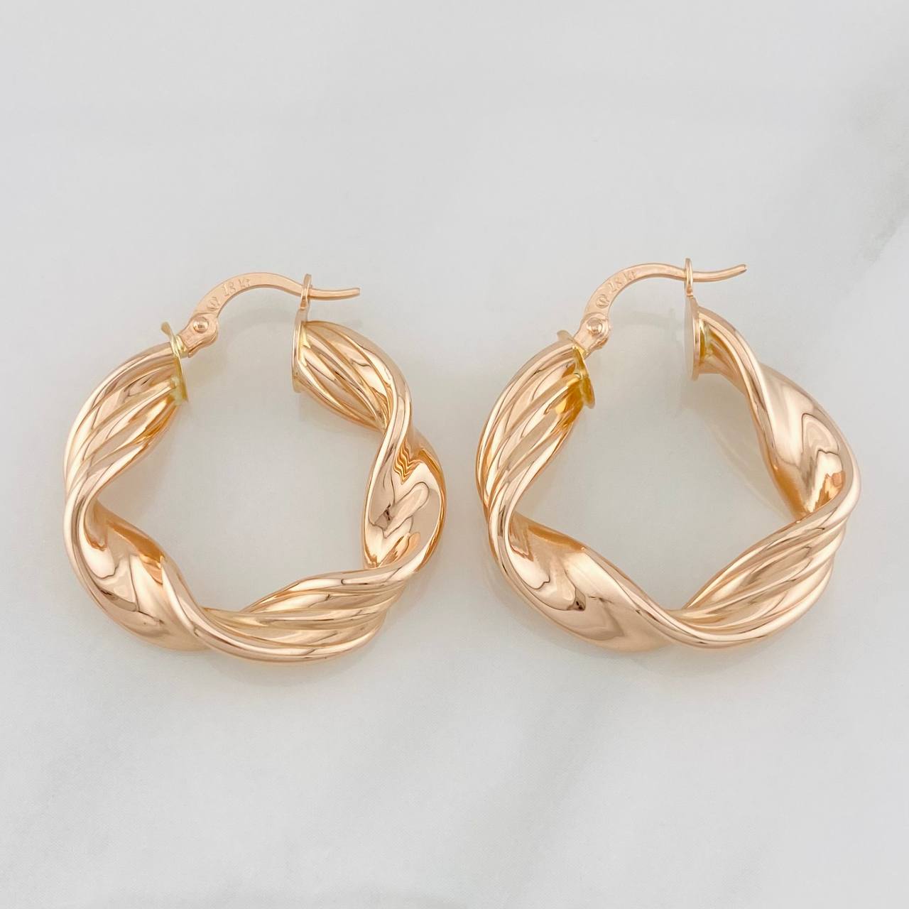 Hoop Earrings Azir 4.6g / 1 1/4 in 18K Rose Gold