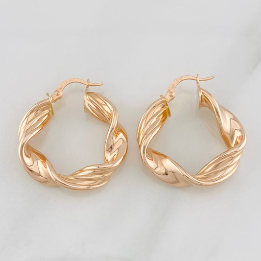 Hoop Earrings Azir 4.6g / 1 1/4 in 18K Rose Gold