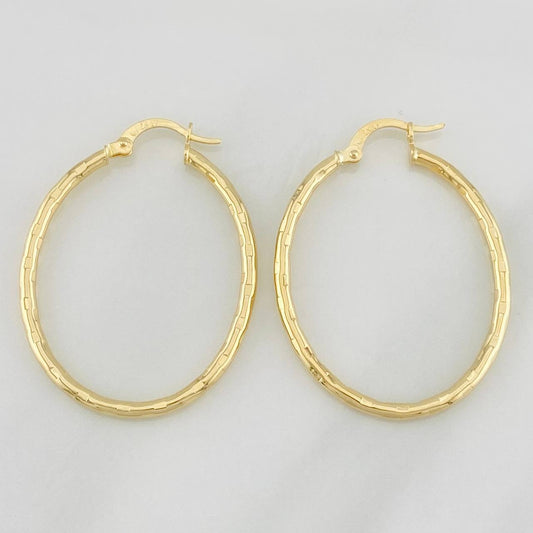 Hoop Earrings Lucero Oval 2g / 1 1/2 in Yellow Gold 18K