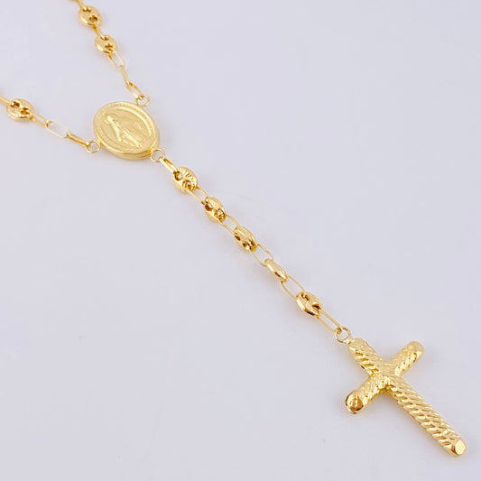 Rosary GC Diamond Cut Miraculous Virgin 8g / 22 in / 4.2mm Yellow Gold 18K