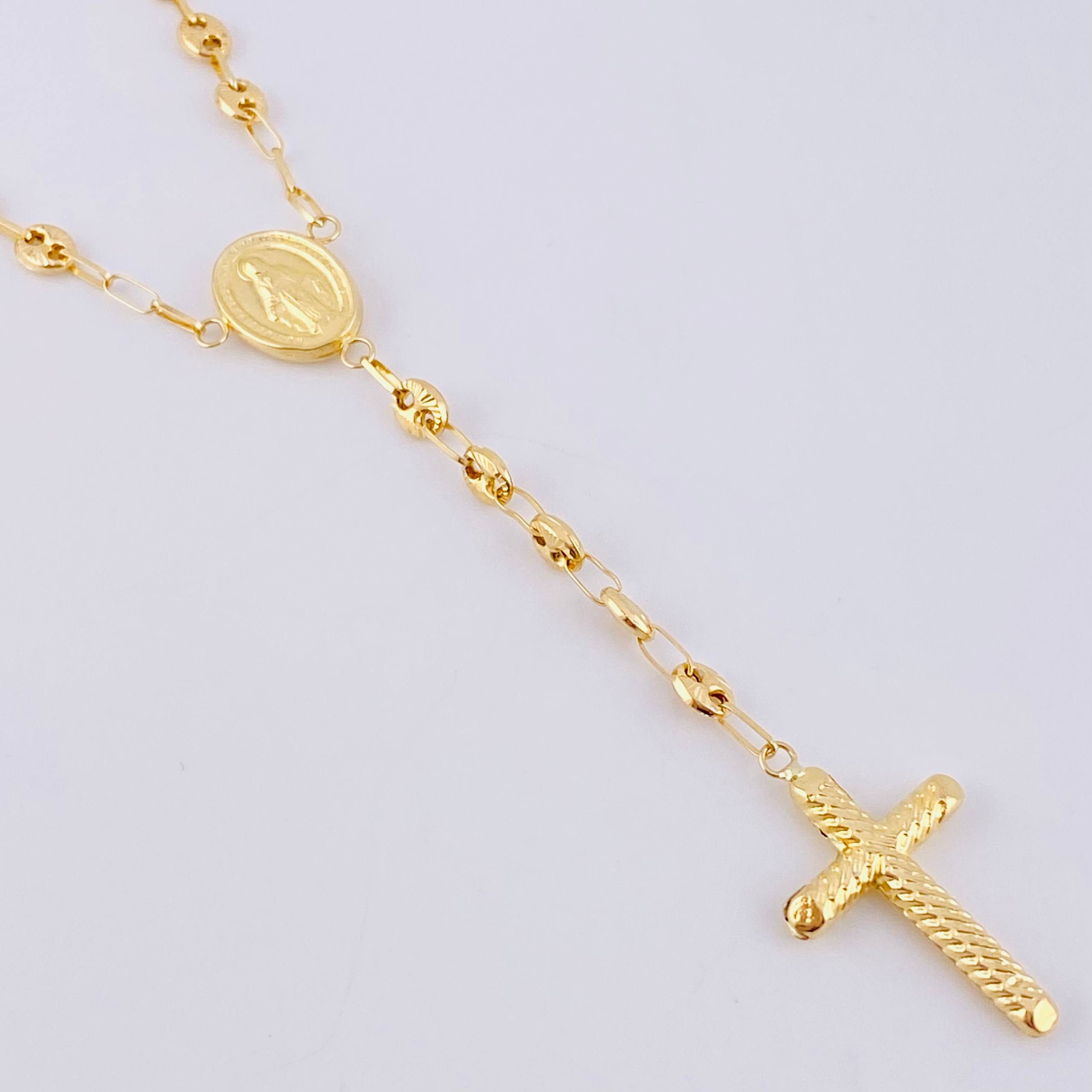 Rosary GC Diamond Cut Miraculous Virgin 7.9g / 22 in / 4.2mm Yellow Gold 18K