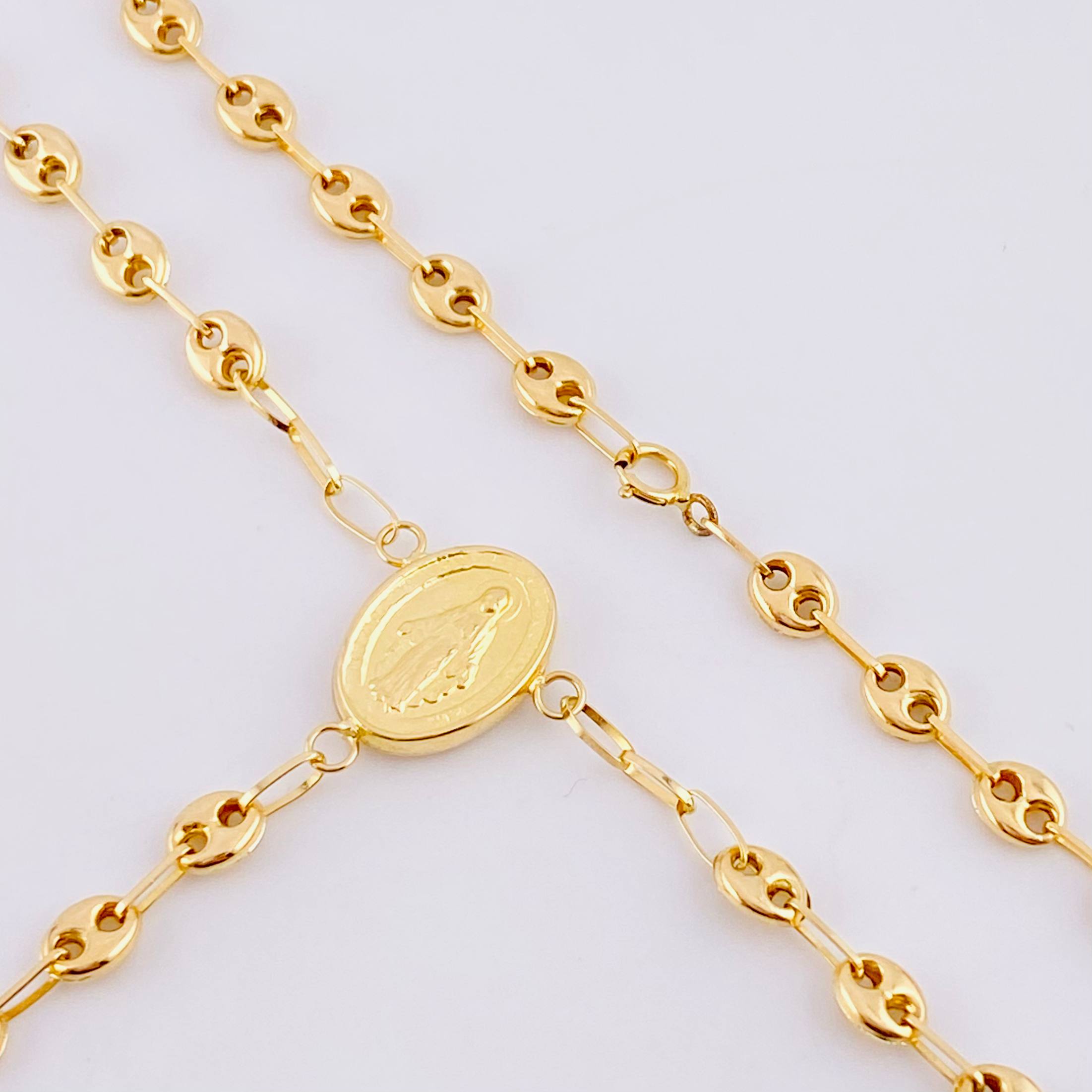Rosary GC Miraculous Virgin 7.2g / 22 in / 4.1mm Yellow Gold 18K