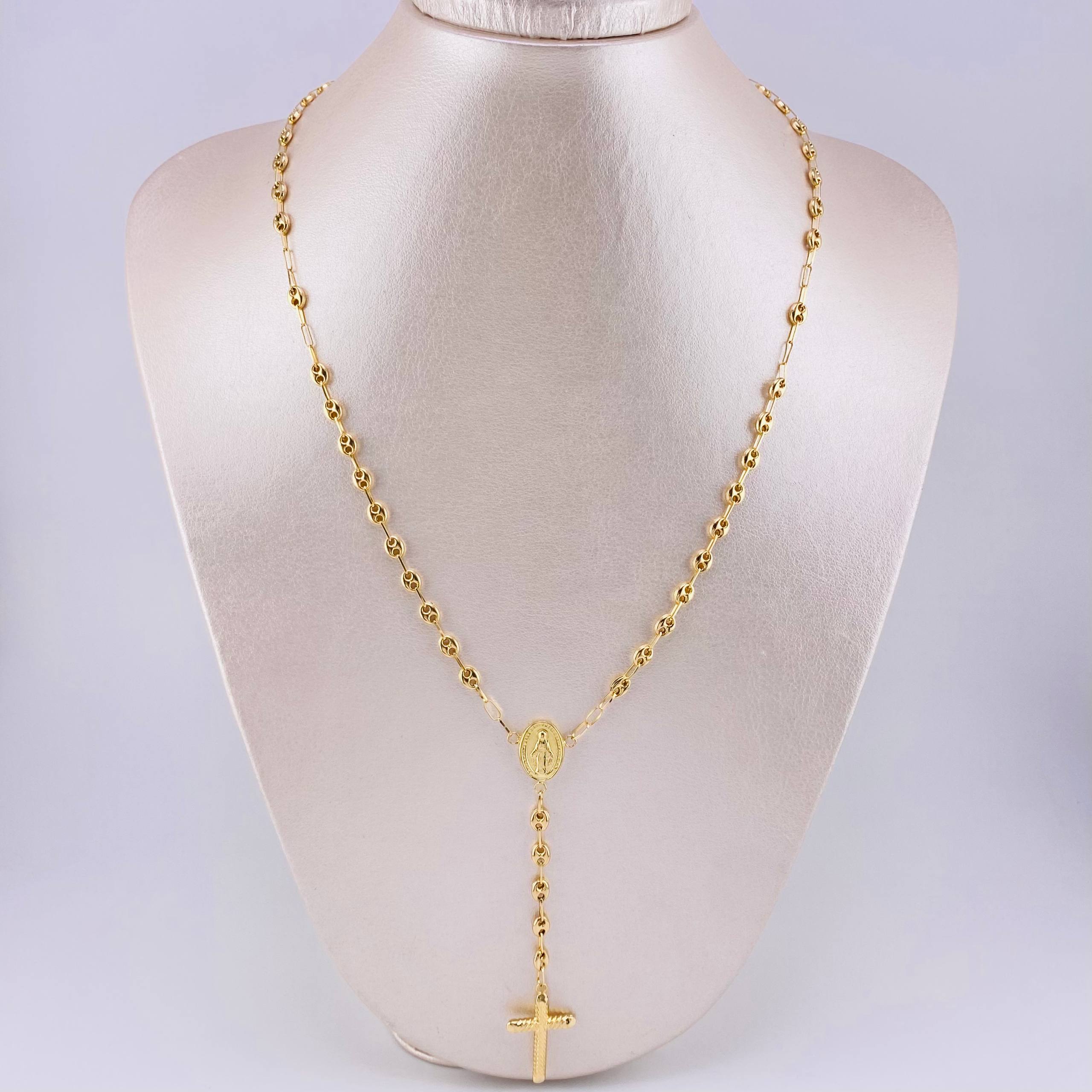 Rosary GC Miraculous Virgin 7.2g / 22 in / 4.1mm Yellow Gold 18K