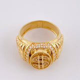 Anillo Sello Signo Dólar 10.55g / T9 Oro Amarillo 18K