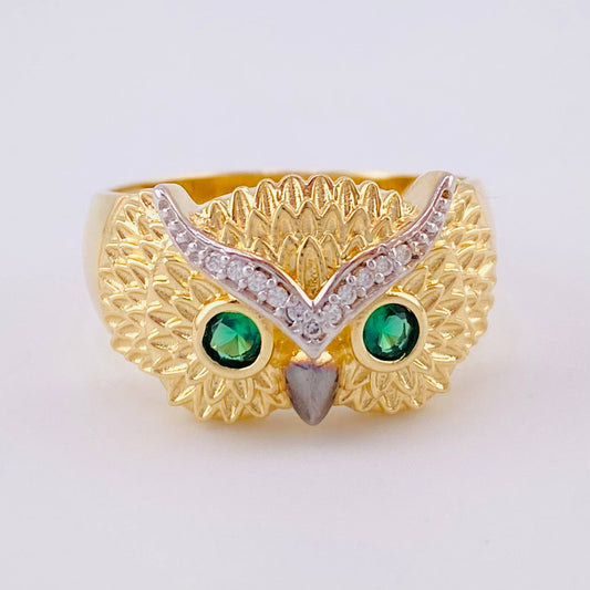 Owl Ring 7.75g / T10 Two-Tone Yellow White Gold 18K