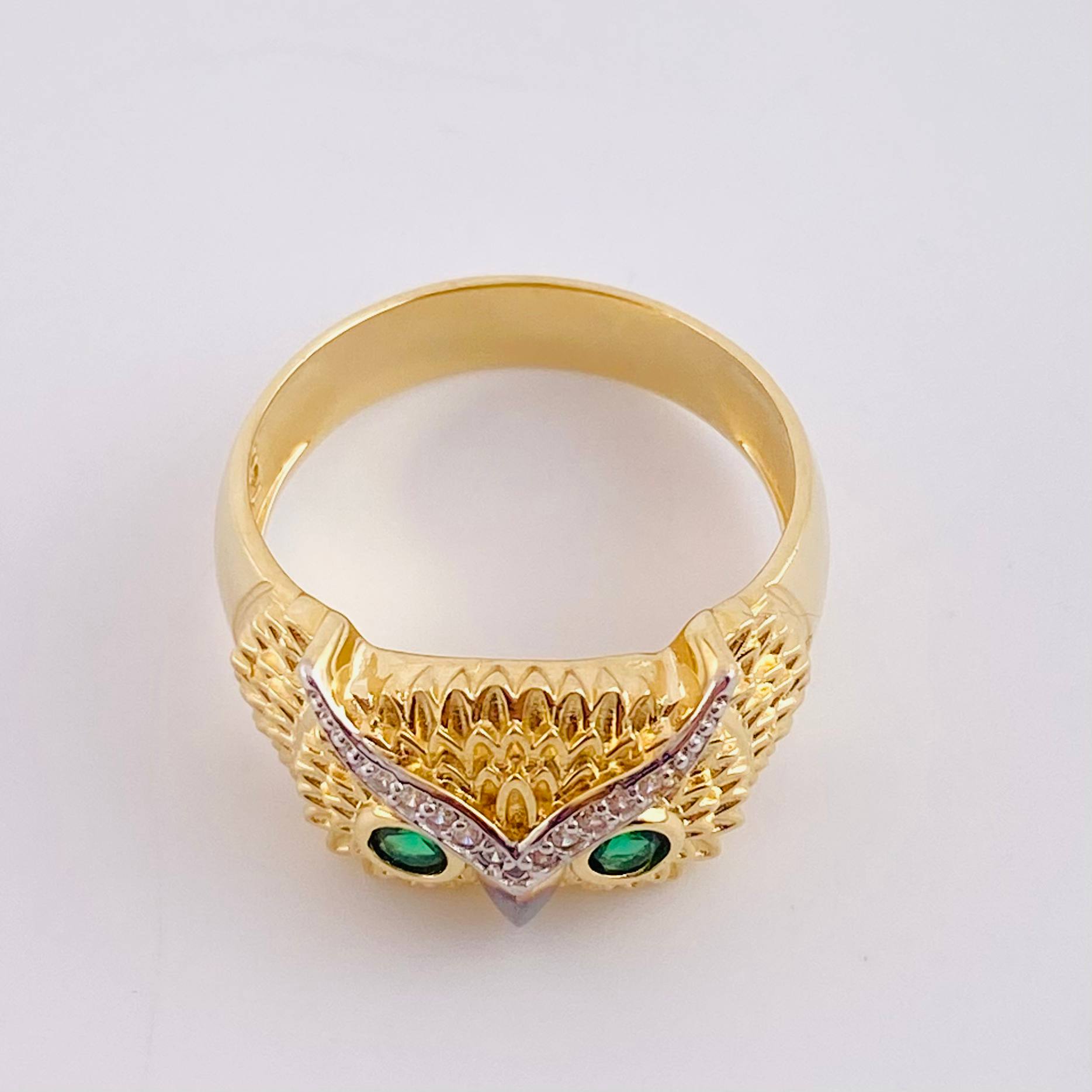 Anillo Búho 7.75g / T10 Dos Oros Amarillo Blanco 18K