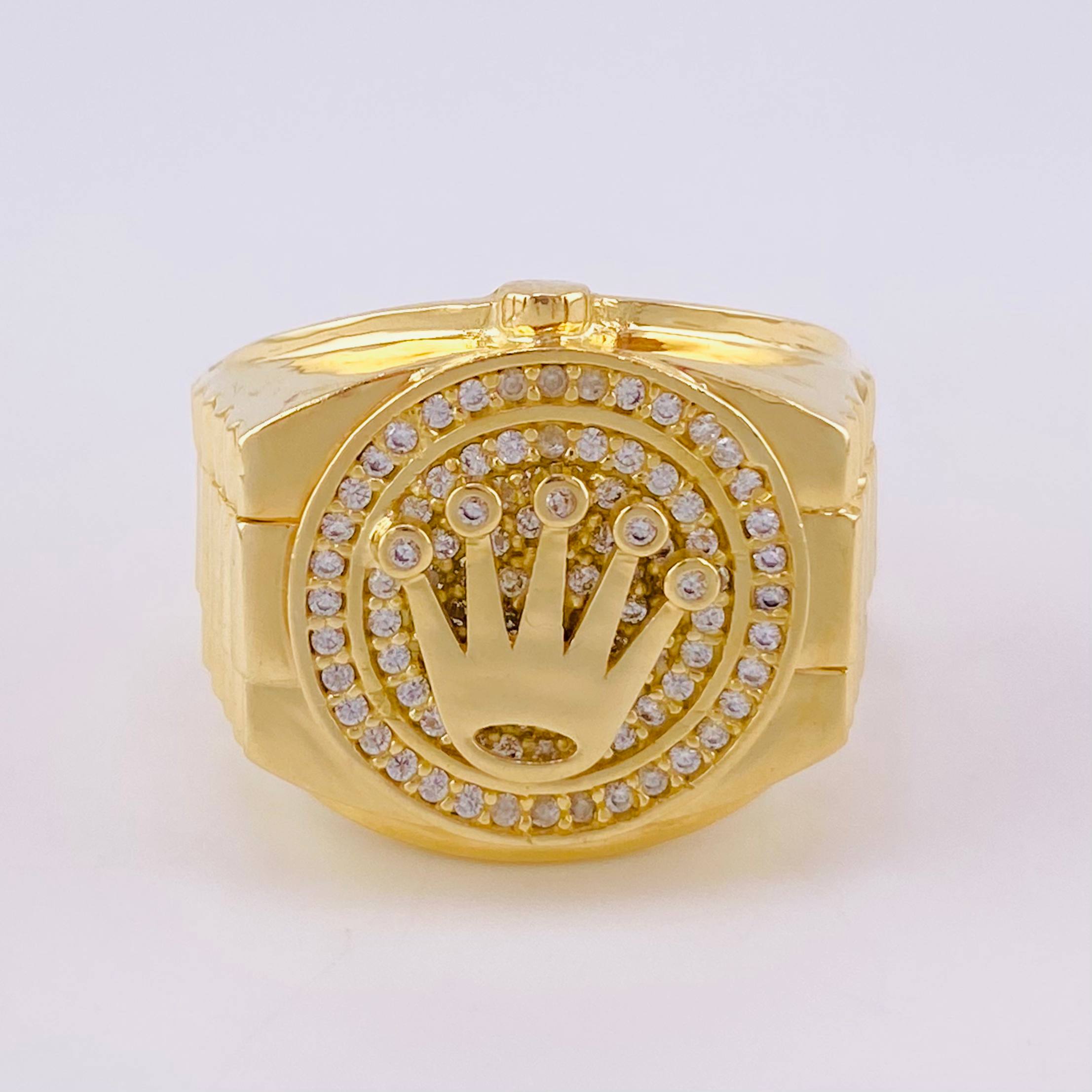 Anillo Cinturón Corona 7.25g / T7 3/4 Oro Amarillo 18K