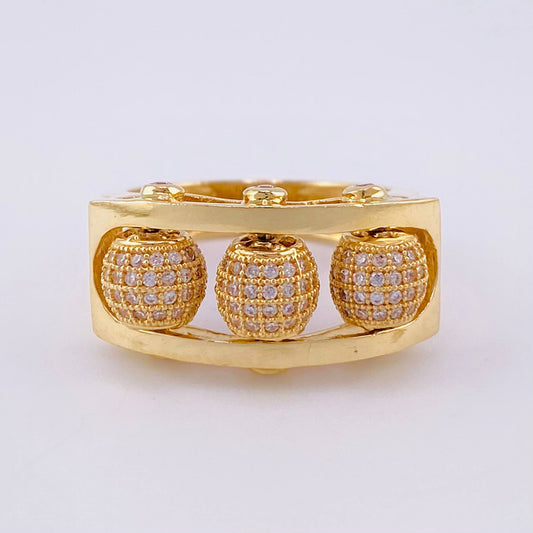 Trio Beads of Fire Ring 8.8g / T8 1/2 Yellow Gold 18K