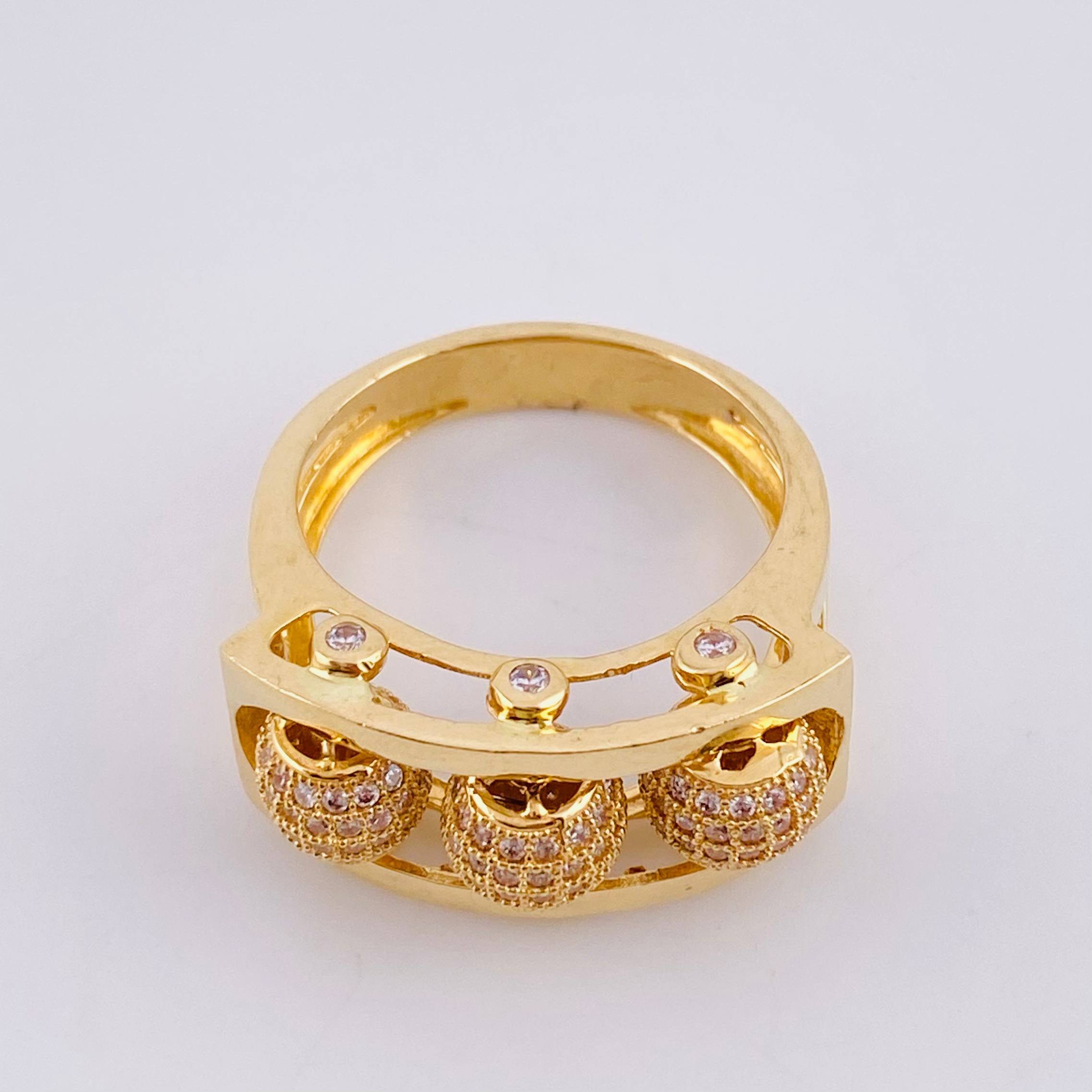 Anillo Trio Bolas de Fuego 8.8g / T8 1/2 Oro Amarillo 18K
