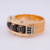 Trio Beads of Fire Ring 16.45g / Size 12 3/4 Two-Tone White and Rose Gold 18K