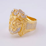 Anillo Rostro Cristo 8.3g / T10 1/2 Dos Oros Amarillo Blanco 18K