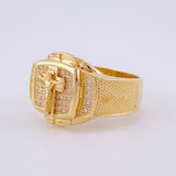 Anillo Cruz Cristo Malla 8.1g / T9 1/2 Oro Amarillo 18K