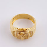 Anillo Cruz Cristo Malla 8.1g / T9 1/2 Oro Amarillo 18K
