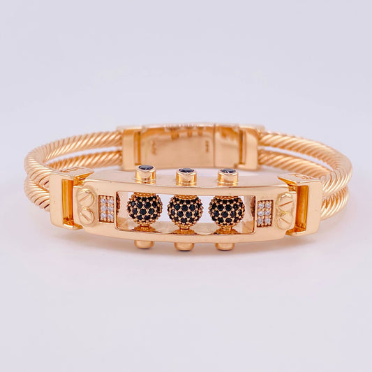 Pulso Bolas de Fuego 80g / 7 1/2 in / 9.45mm Oro Rosa 18K