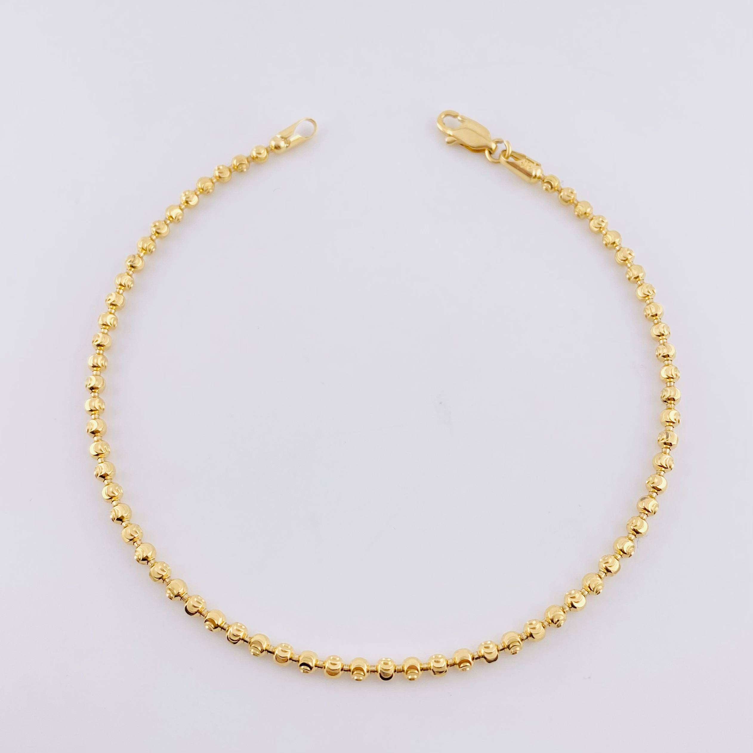 Tobillera Militar Media Luna 8.3g / 10 in / 3mm Oro Amarillo 18K