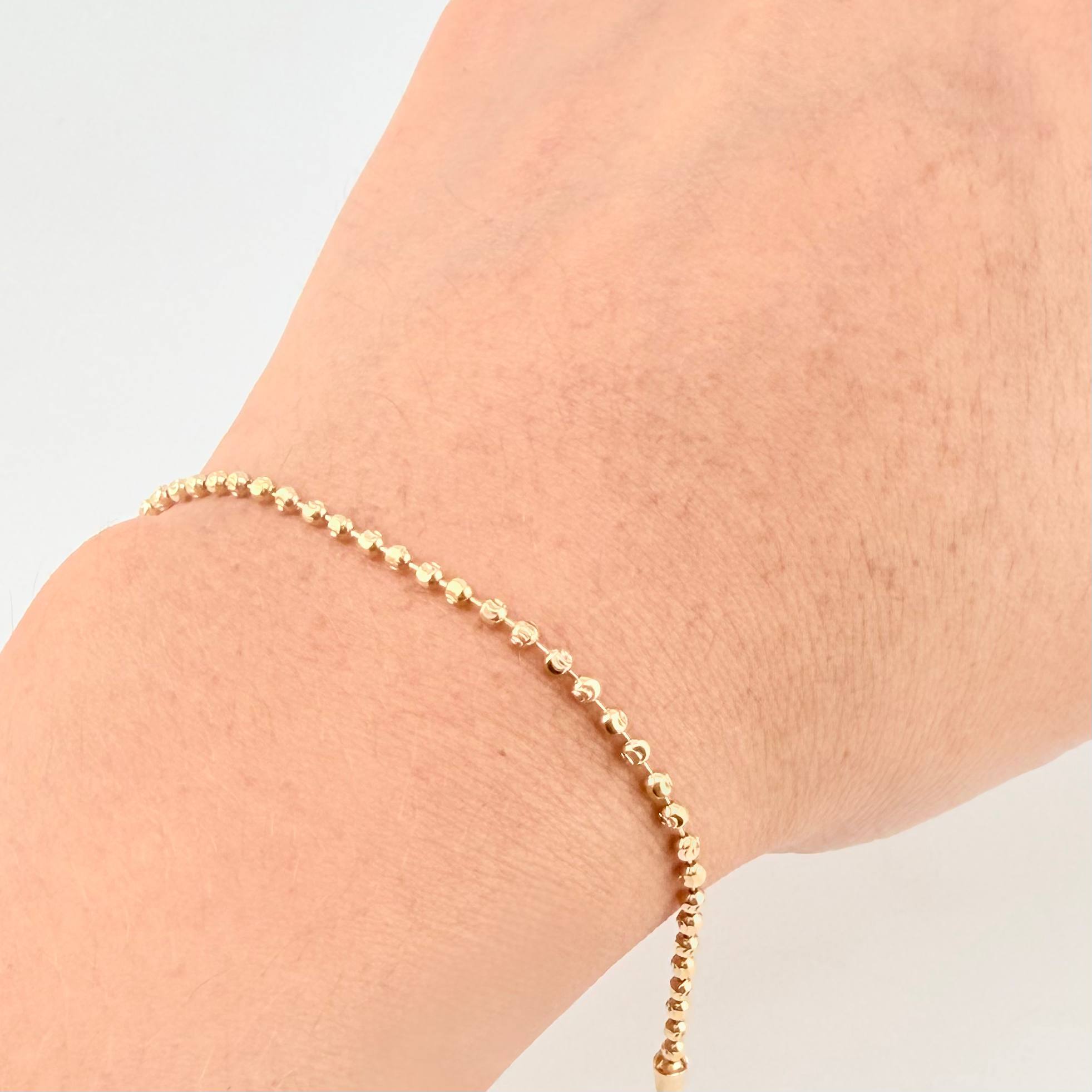 Military Bracelet Half Moon Diamond Cut 2.3g / 6 3/4 in / 2mm Yellow Gold 18K