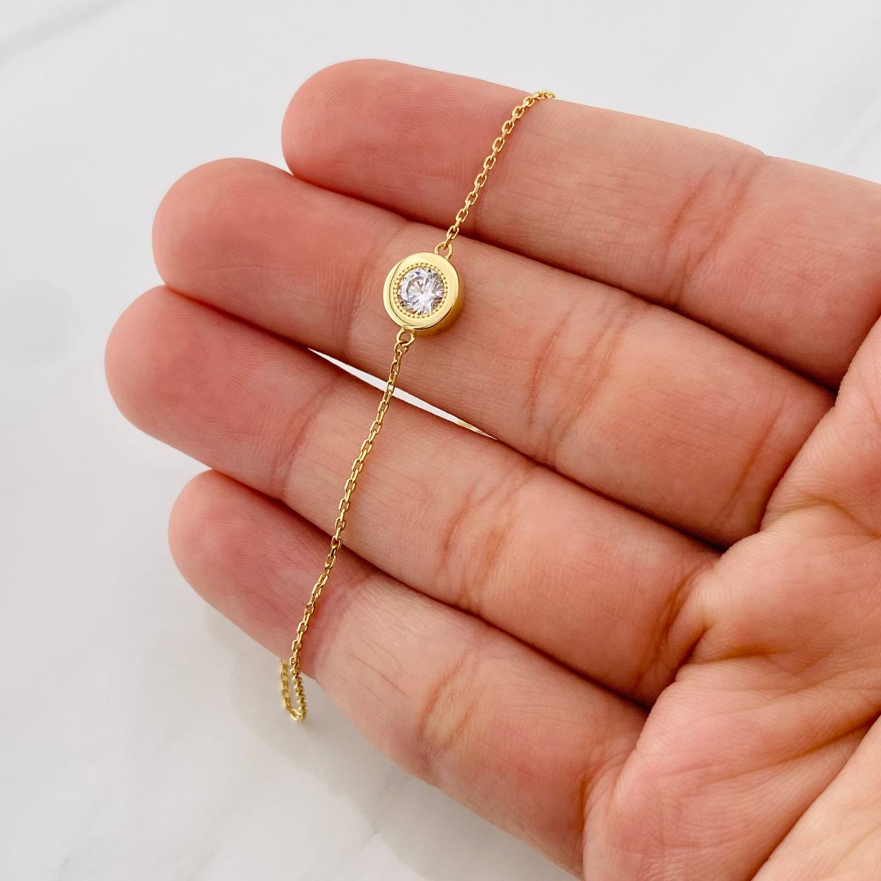 Bracelet Classic Link Circle 1.95g / 17cm - 20cm / 0.7mm Yellow Gold 18K
