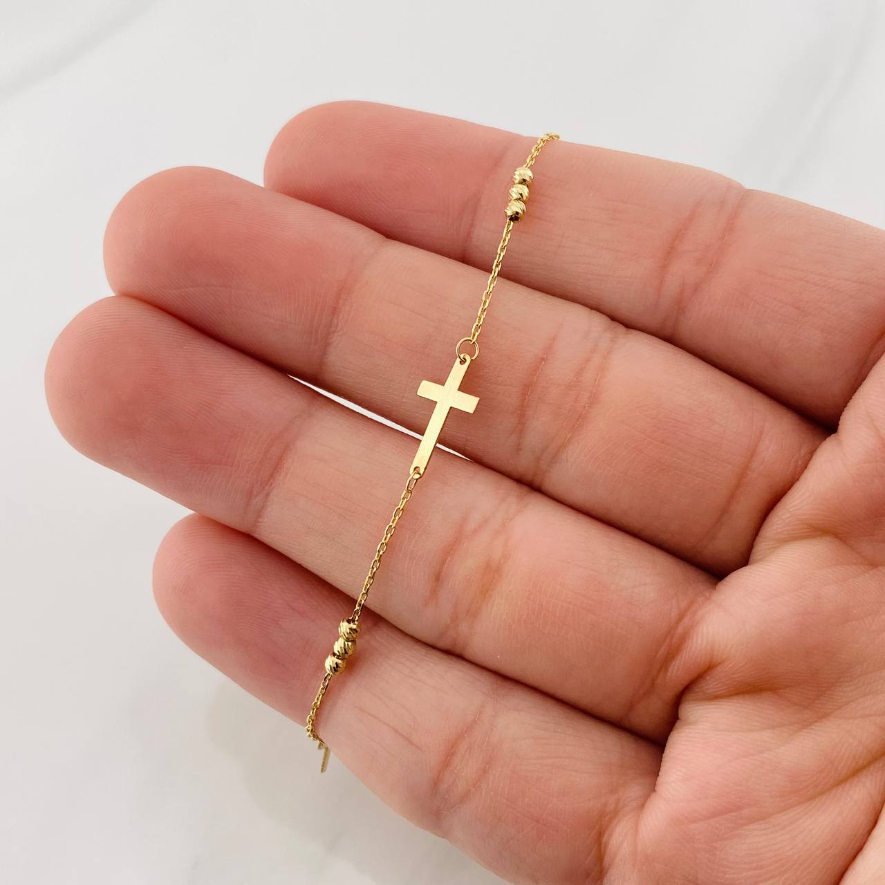 Bracelet Classic Link Crosses 1.3g / 17.5cm - 20cm / 0.6mm Yellow Gold 18K