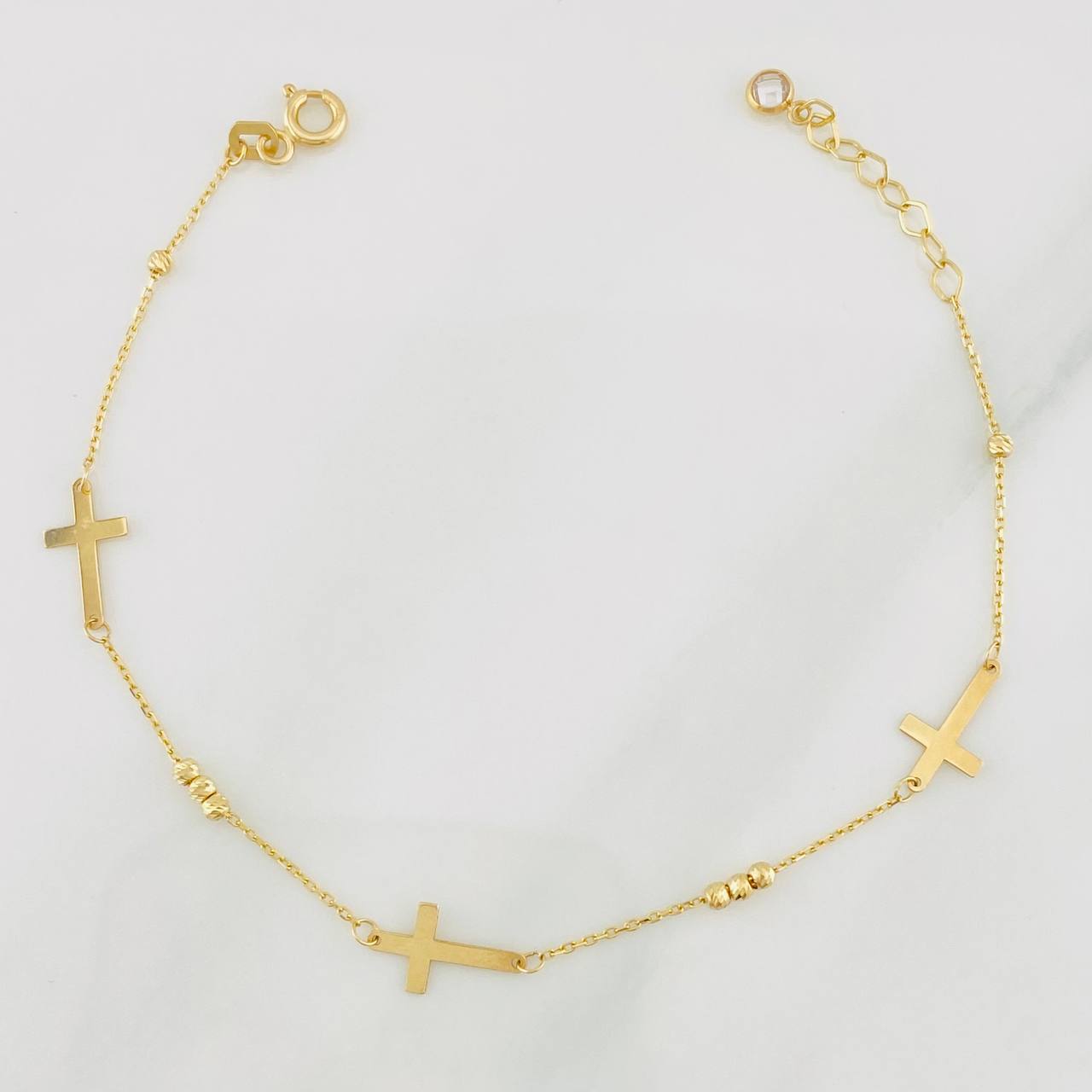 Bracelet Classic Link Crosses 1.3g / 17.5cm - 20cm / 0.6mm Yellow Gold 18K