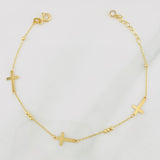 Bracelet Classic Link Crosses 1.3g / 17.5cm - 20cm / 0.6mm Yellow Gold 18K