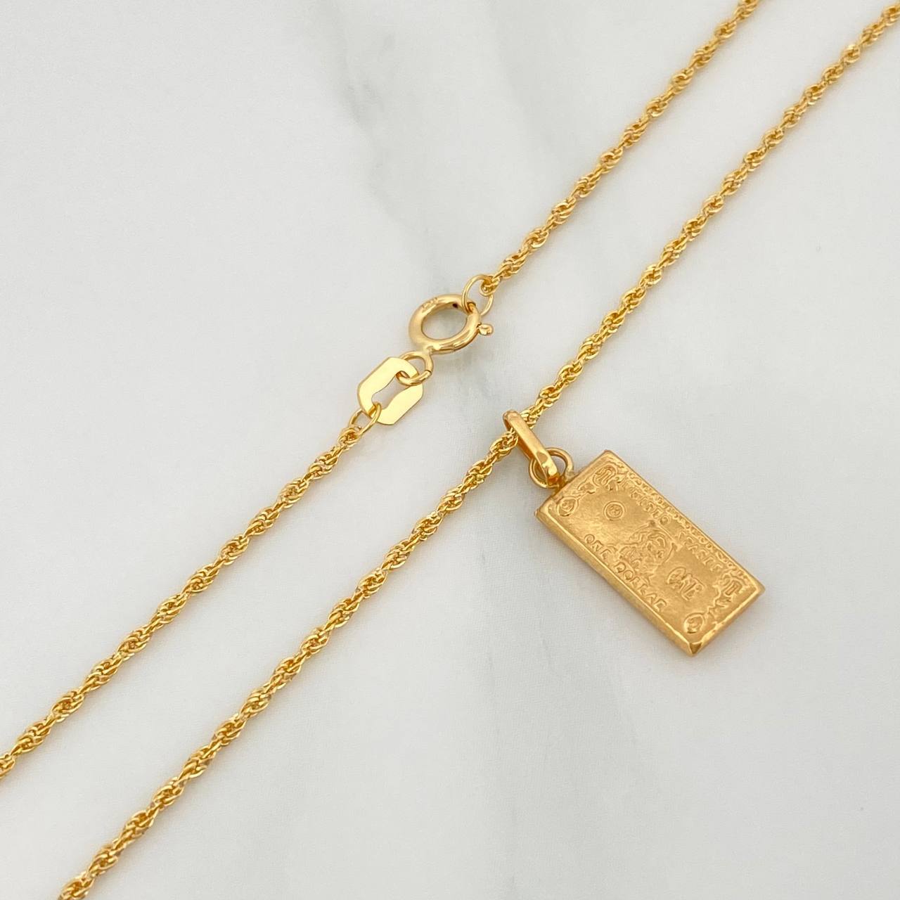Rope Chain Set + One Dollar Pendant / 1.75gr / 23 1/2 in 18K Yellow Gold