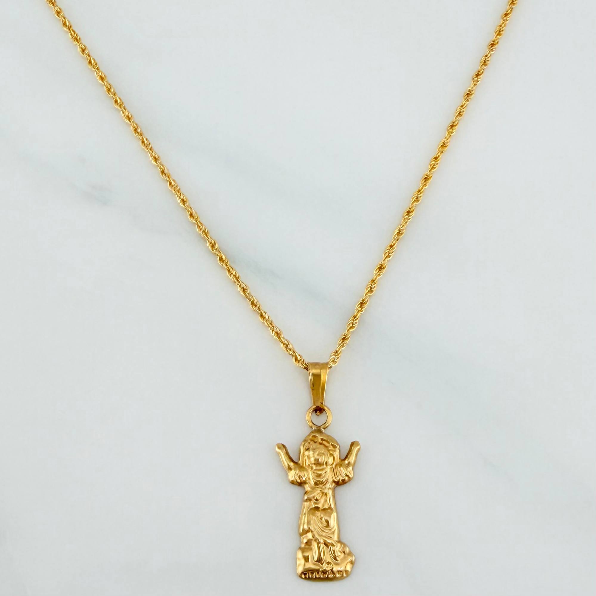 Rope Chain Set + Divine Child Pendant / 1.7gr / 23 1/2 in 18K Yellow Gold