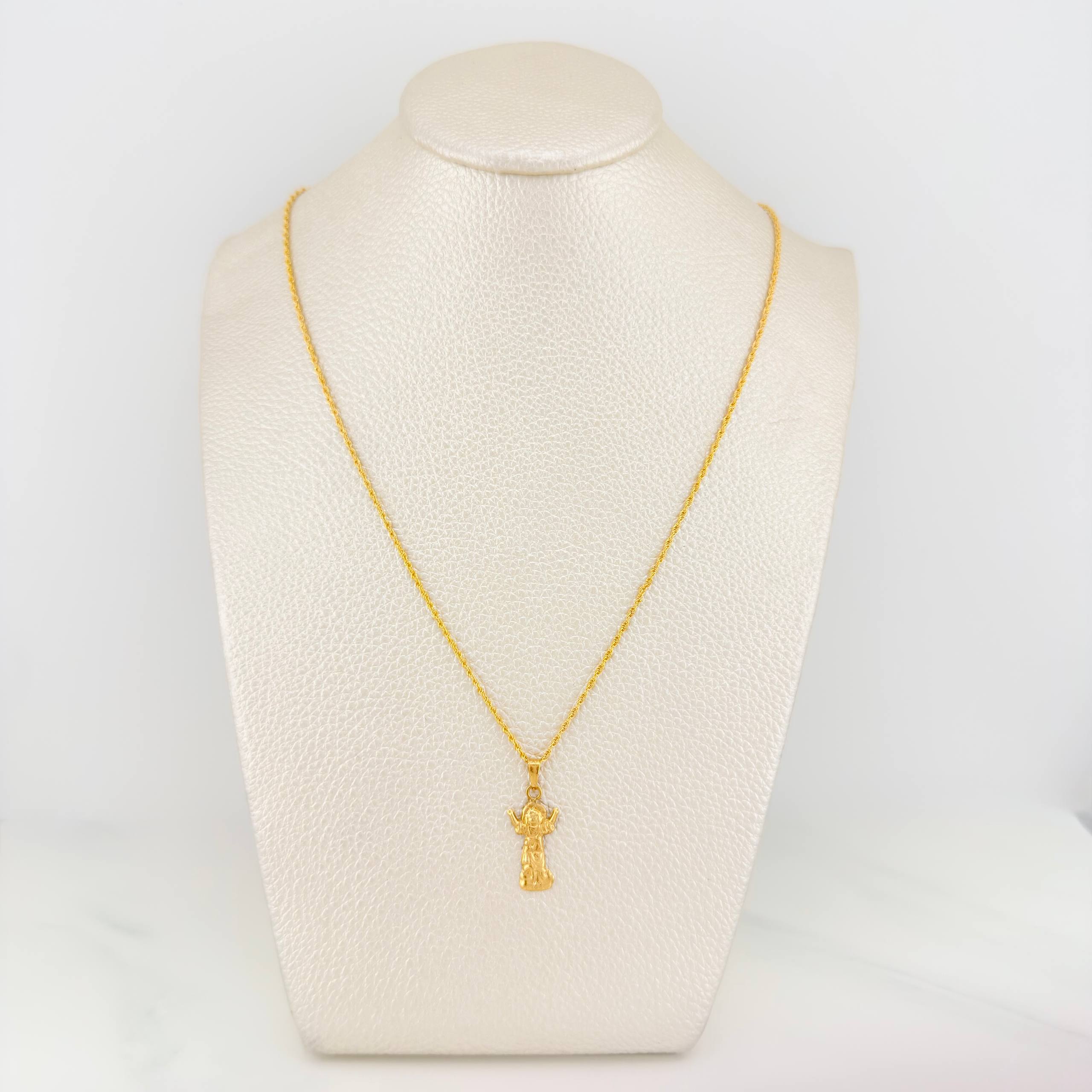 Rope Chain Set + Divine Child Pendant / 1.7gr / 23 1/2 in 18K Yellow Gold