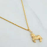 Rope Chain Set + Horse Pendant / 2.1gr / 23 1/2 in Yellow Gold 18K