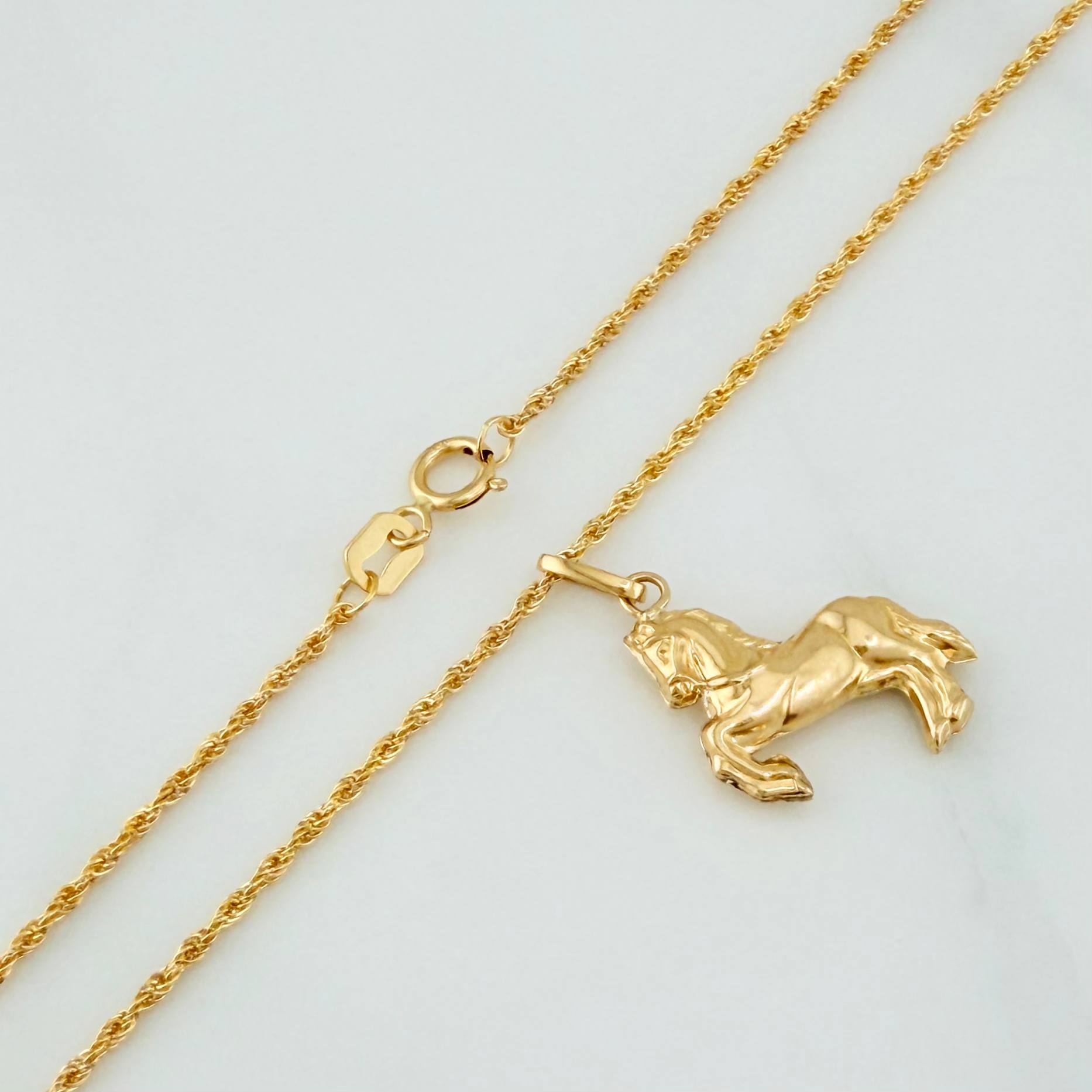 Rope Chain Set + Horse Pendant / 2.1gr / 23 1/2 in Yellow Gold 18K