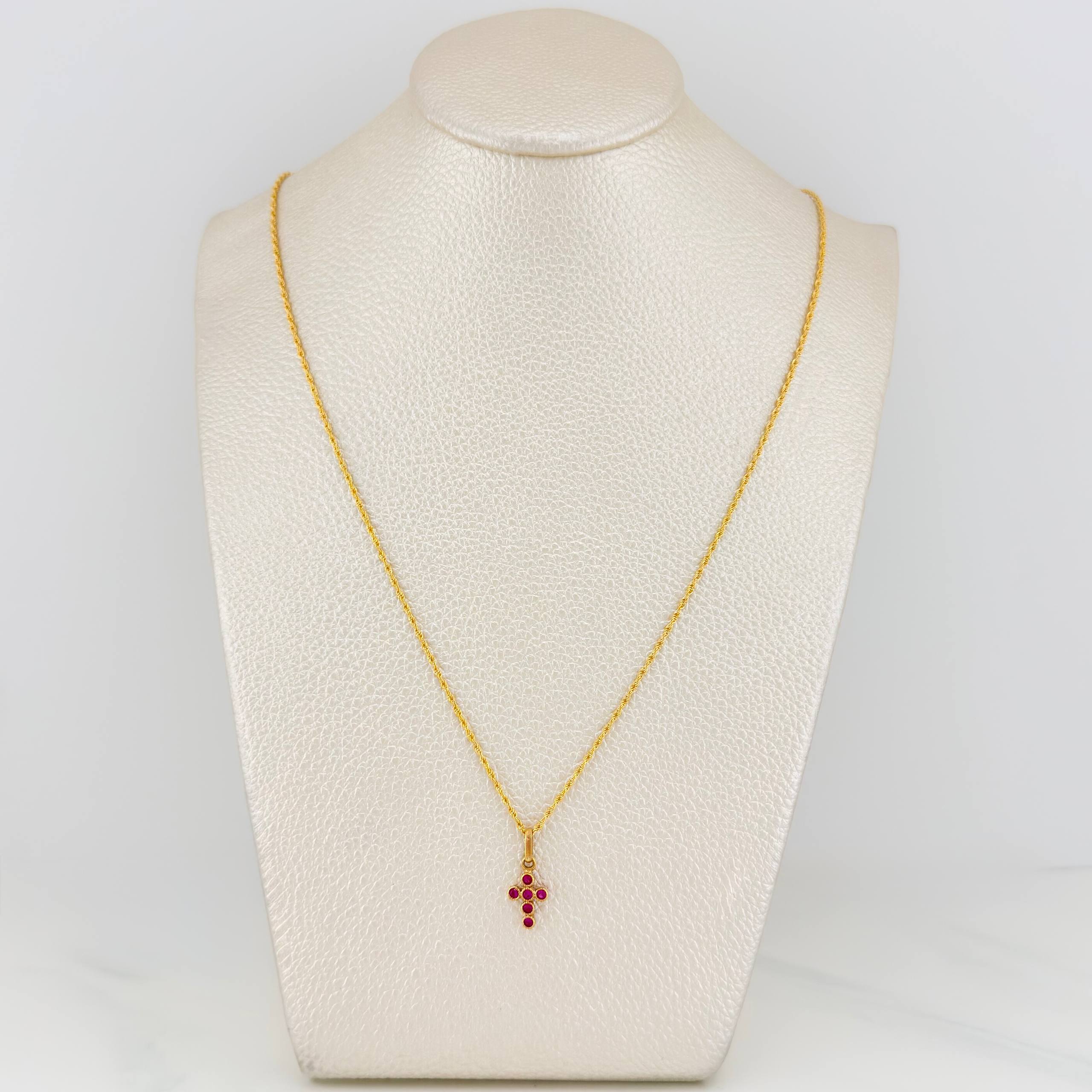 Rope Chain Set + Dense Cross Pendant / 1.7gr / 19 1/2 in 18K Yellow Gold