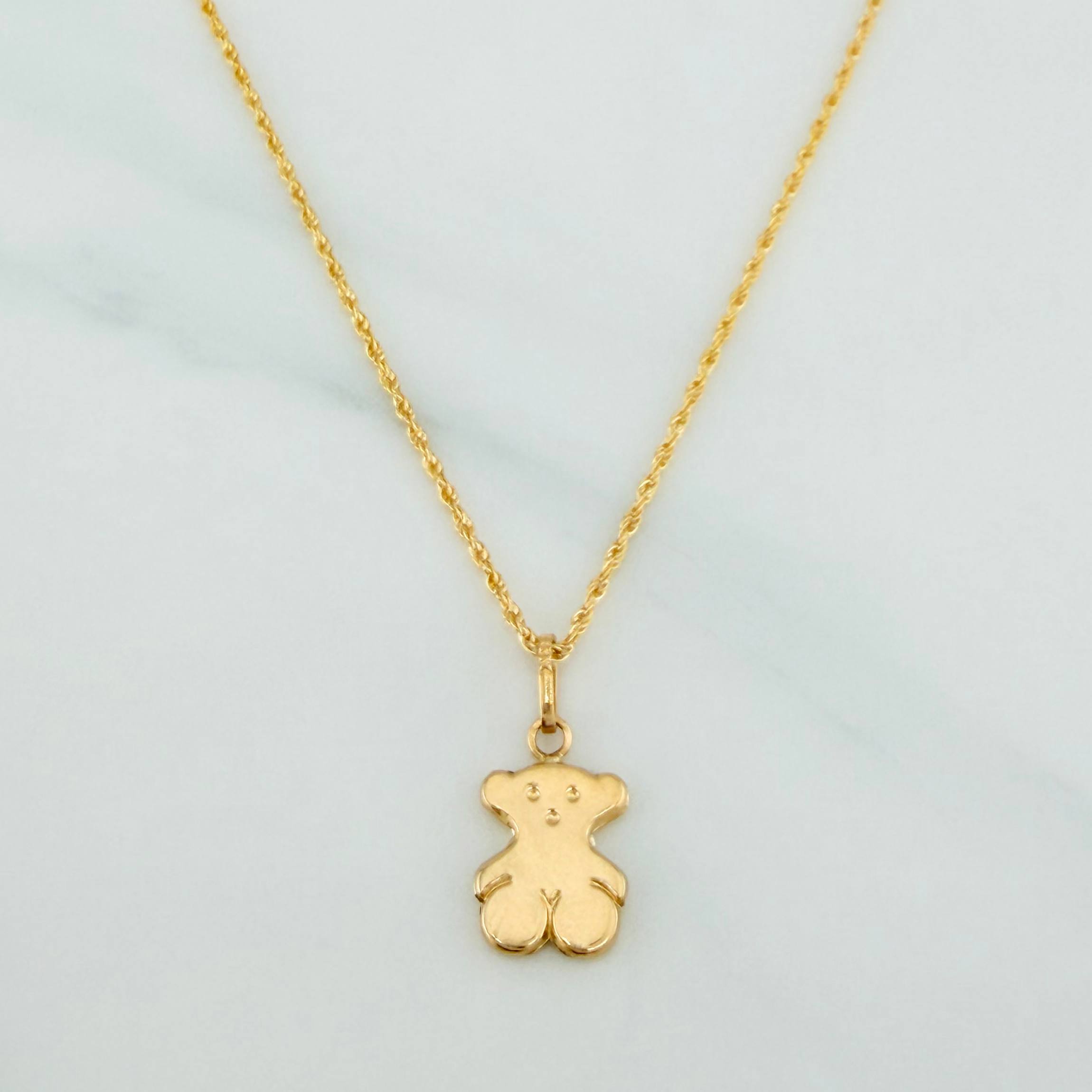 Set Rope Chain + Pendant Bear Ts / 1.65gr / 19 3/4 in Yellow Gold 18K