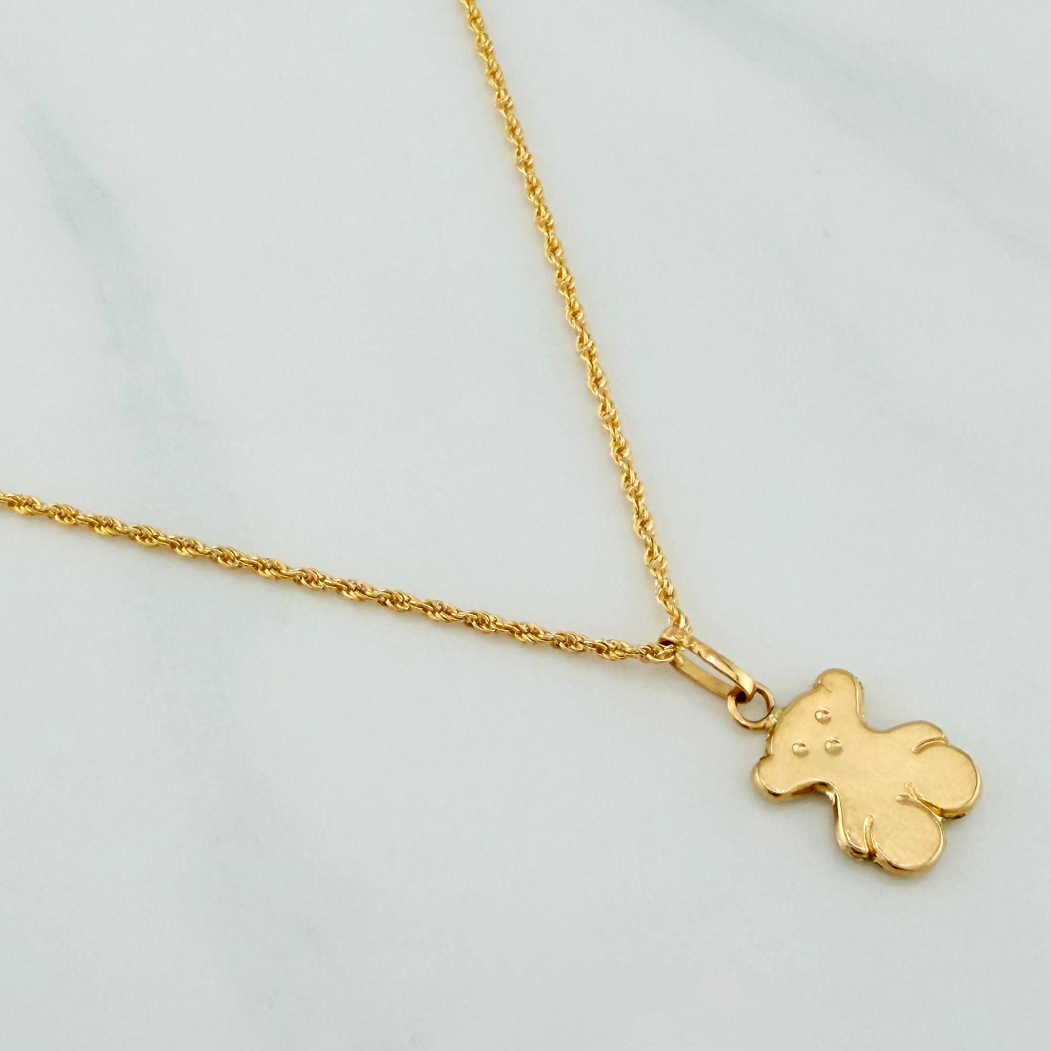 Set Rope Chain + Pendant Bear Ts / 1.65gr / 19 3/4 in Yellow Gold 18K