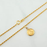 Rope Chain Set + Miraculous Virgin Pendant / 1.45gr / 19 3/4 in 18K Yellow Gold