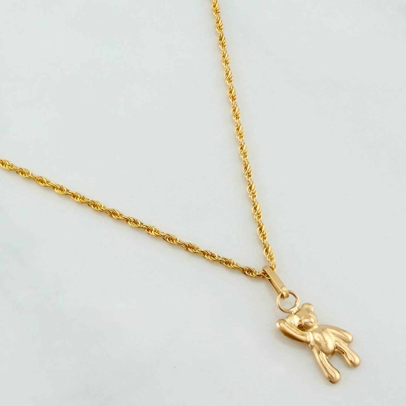 Rope Chain Set + Bear Pendant / 1.4gr / 19 1/2 in 18K Yellow Gold