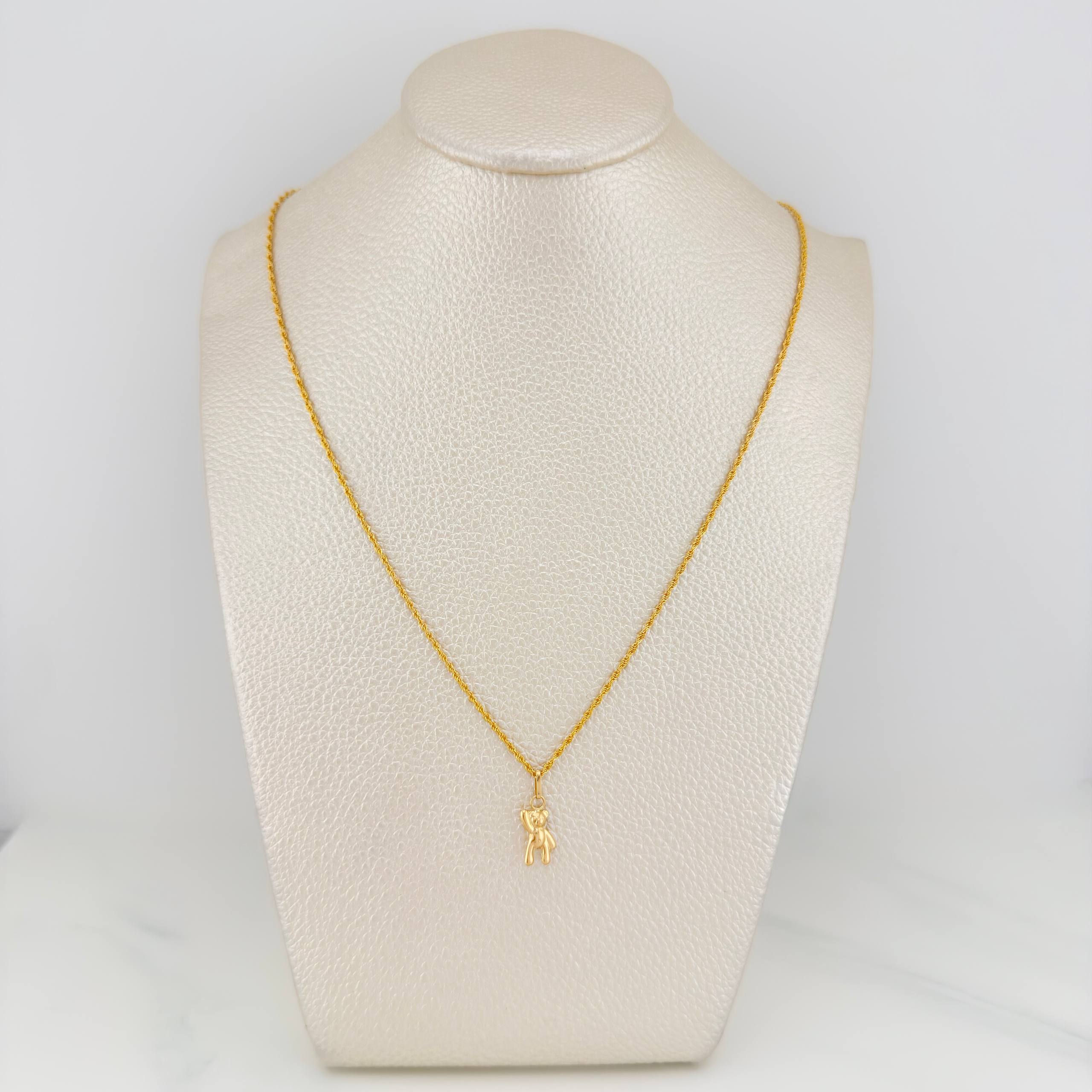 Rope Chain Set + Bear Pendant / 1.4gr / 19 1/2 in 18K Yellow Gold