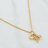 Rope Chain Set + Tres Gracias Pendant / 1.6gr / 19 3/4 in 18K Yellow Gold