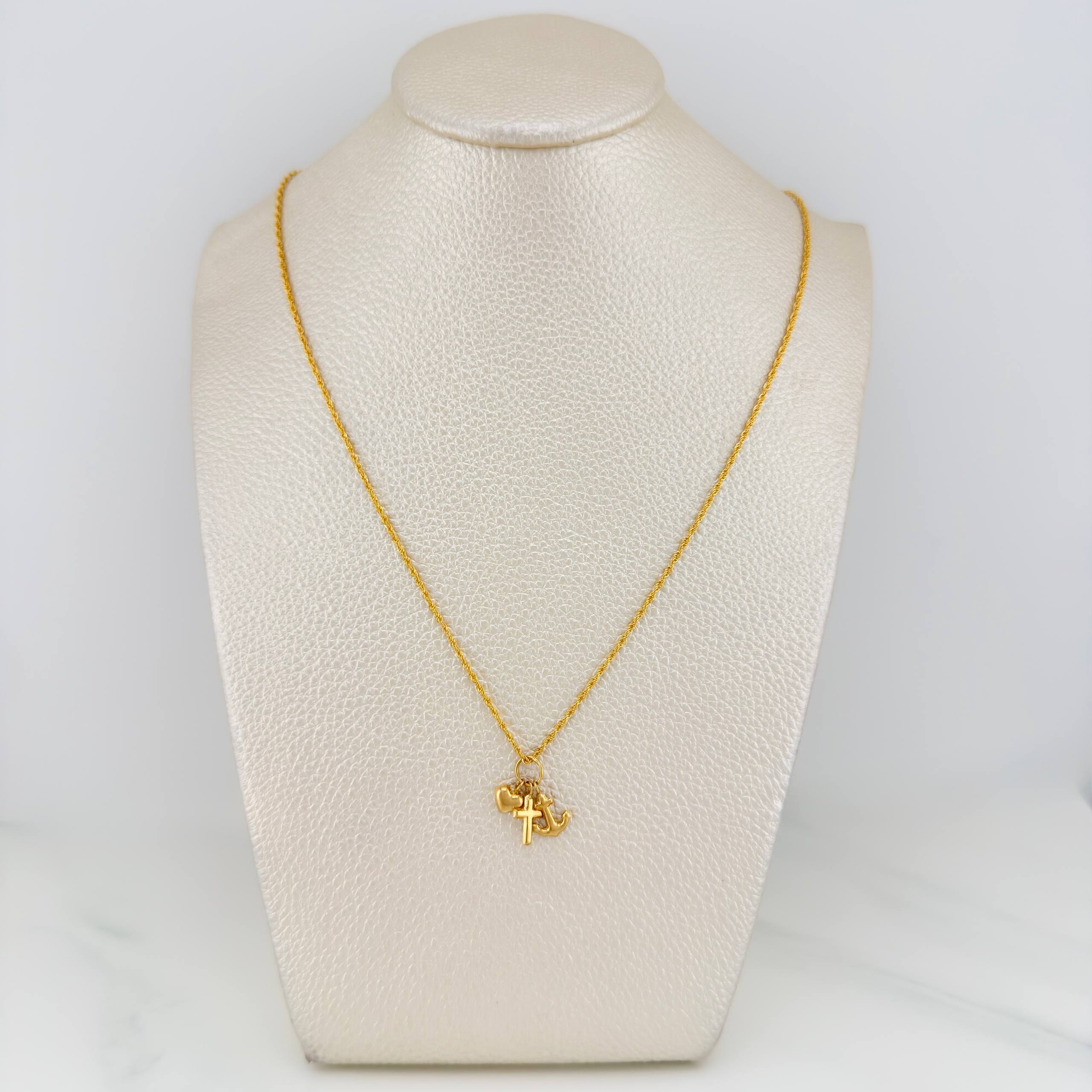 Rope Chain Set + Tres Gracias Pendant / 1.6gr / 19 3/4 in 18K Yellow Gold