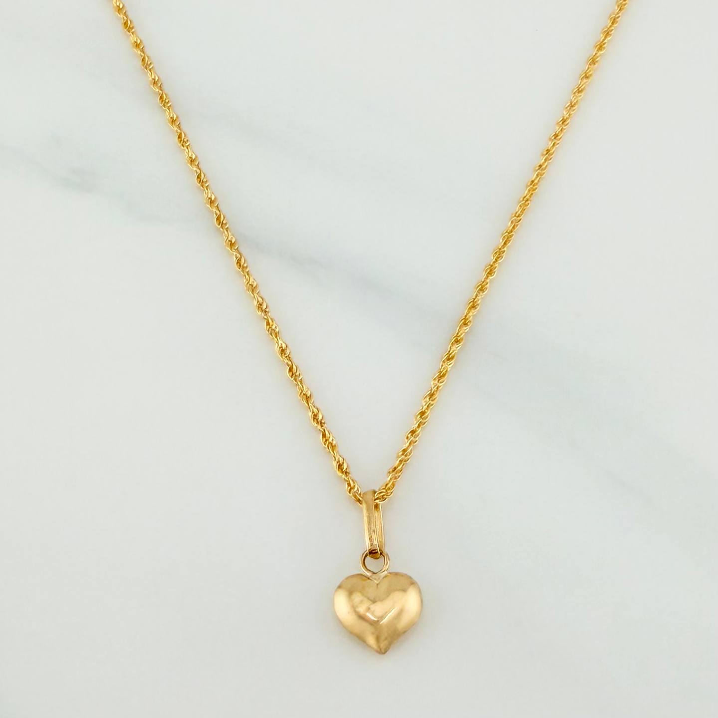 Rope Chain Set + Heart Pendant / 1.35gr / 19 1/2 in 18K Yellow Gold