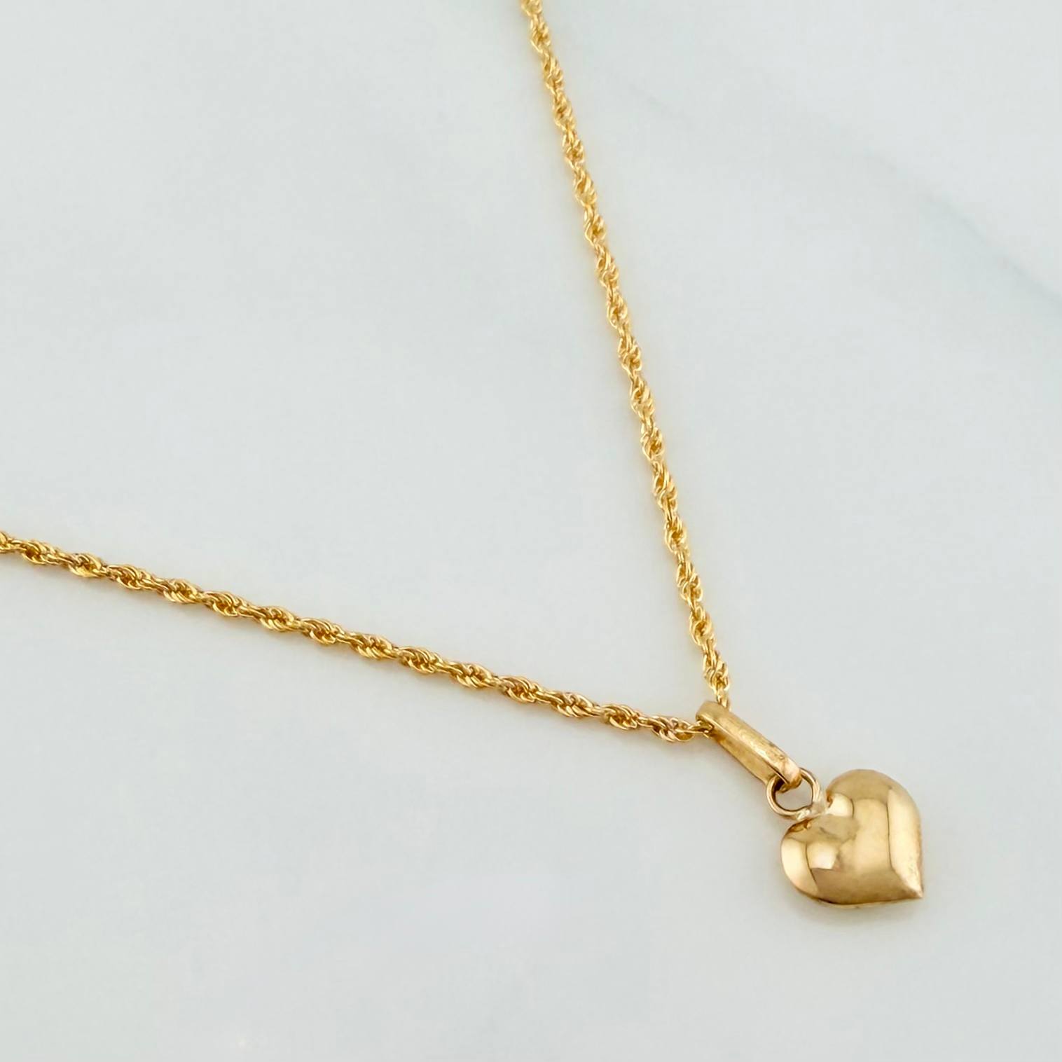 Rope Chain Set + Heart Pendant / 1.35gr / 19 1/2 in 18K Yellow Gold