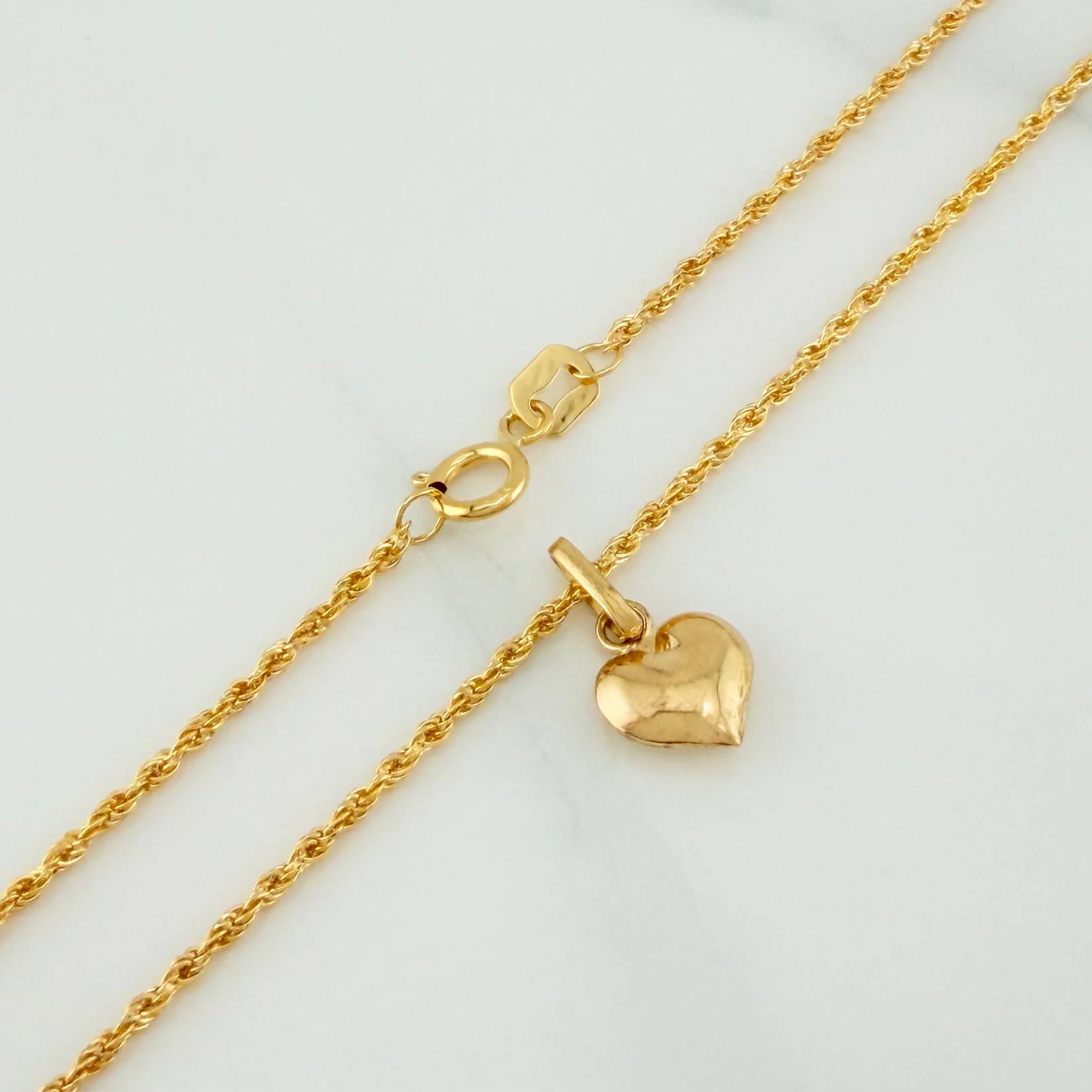 Rope Chain Set + Heart Pendant / 1.35gr / 19 1/2 in 18K Yellow Gold