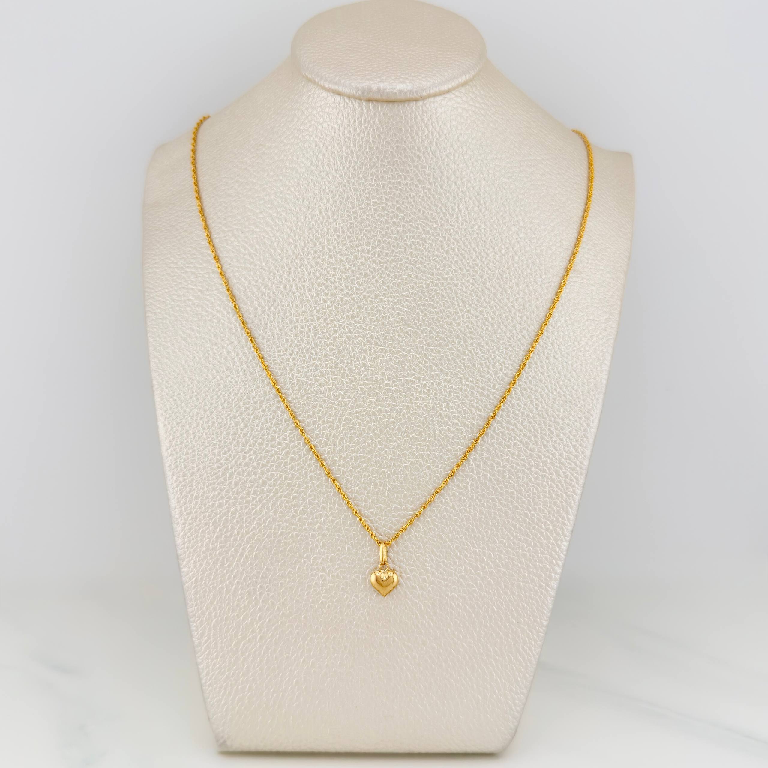 Rope Chain Set + Heart Pendant / 1.35gr / 19 1/2 in 18K Yellow Gold