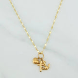 Mirror Flower Chain Set + Three Graces Pendant / 1.5gr / 17 3/4 in 18K Yellow Gold