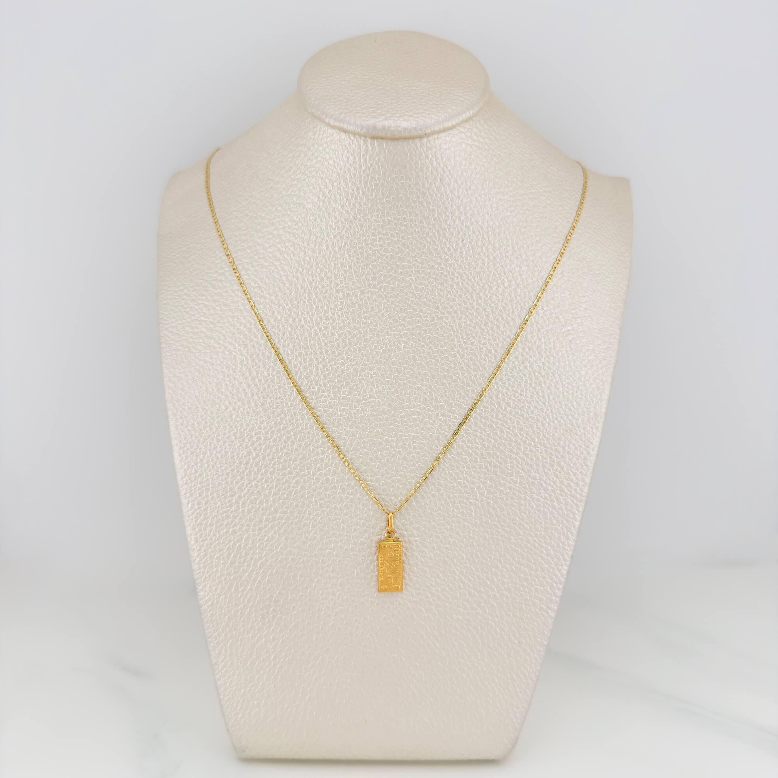 Flat Mariner Chain Set + One Dollar Pendant / 2.3gr / 19 3/4 in Three Golds 18K