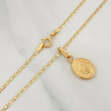 Flat Mariner Chain Set + Miraculous Virgin Pendant / 2.3gr / 20 in Three 18K Golds