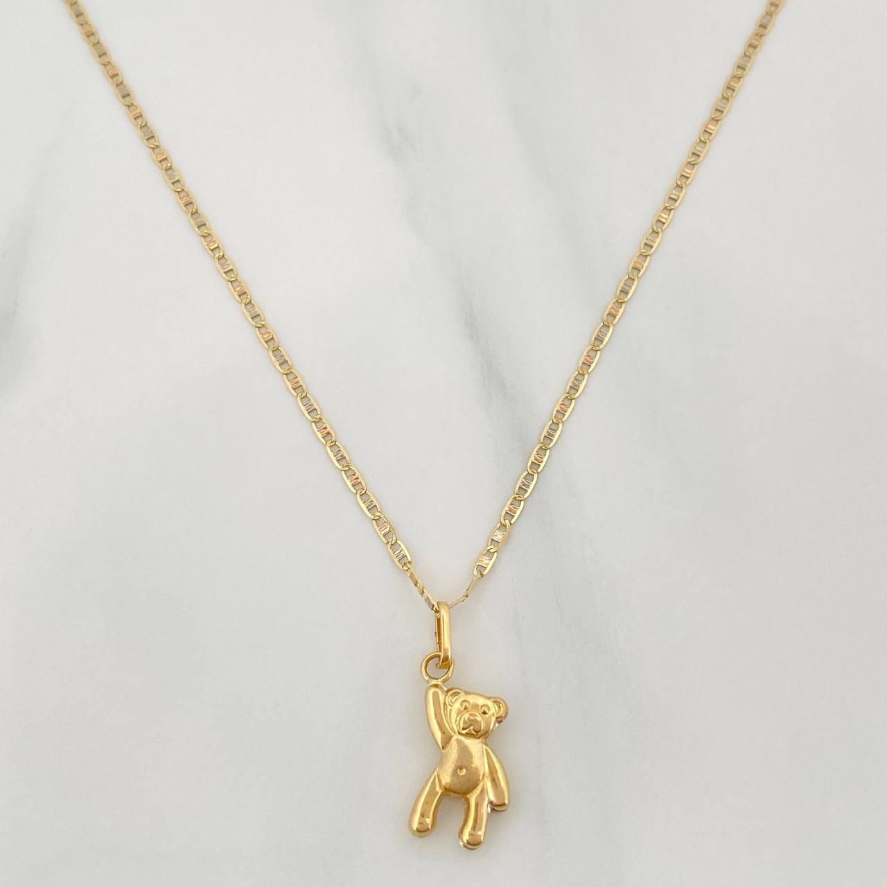 Flat Mariner Chain Set + Bear Pendant / 2.2gr / 19 3/4 in Three Golds 18K