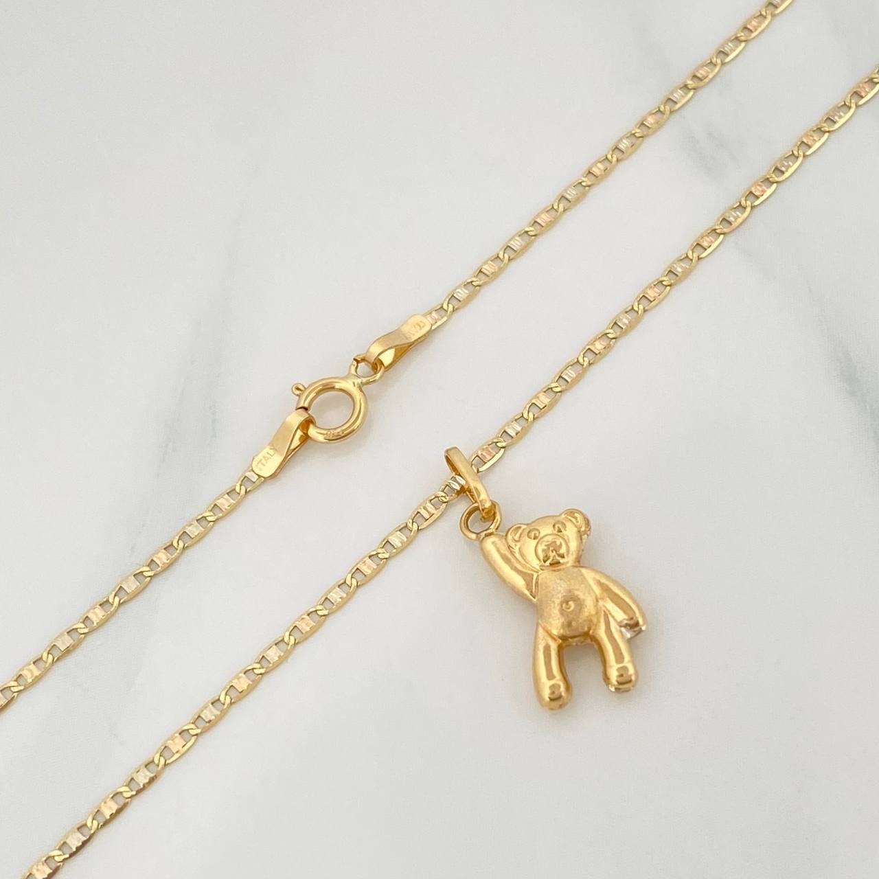 Flat Mariner Chain Set + Bear Pendant / 2.2gr / 19 3/4 in Three Golds 18K