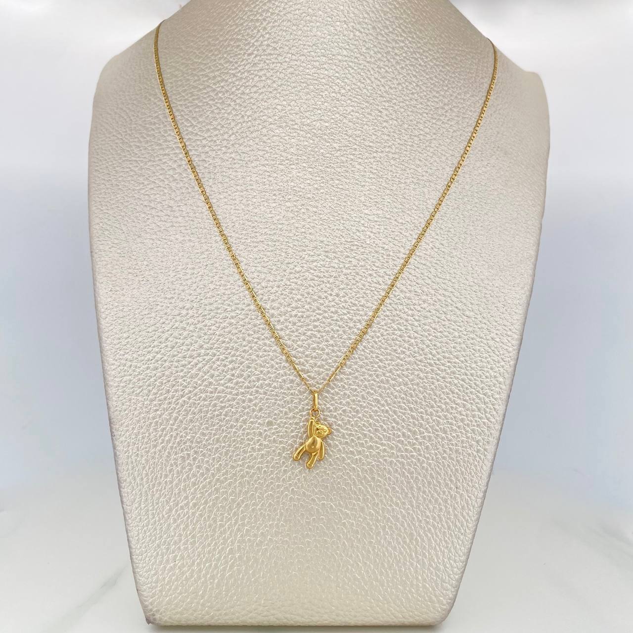 Flat Mariner Chain Set + Bear Pendant / 2.2gr / 19 3/4 in Three Golds 18K